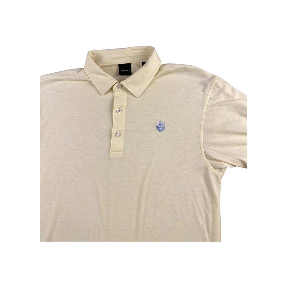 DUNNING GOLF Mens L Light Yellow Polo Shirt Short Sleeve Collared BH Crest 1925